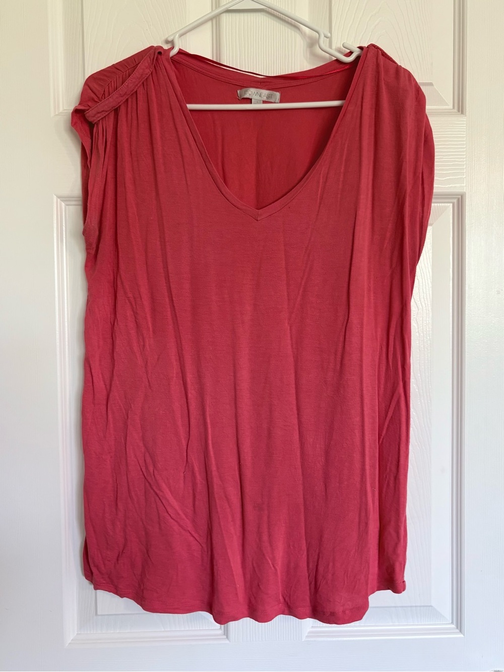 Soft V-Neck Women's Top in Coral color